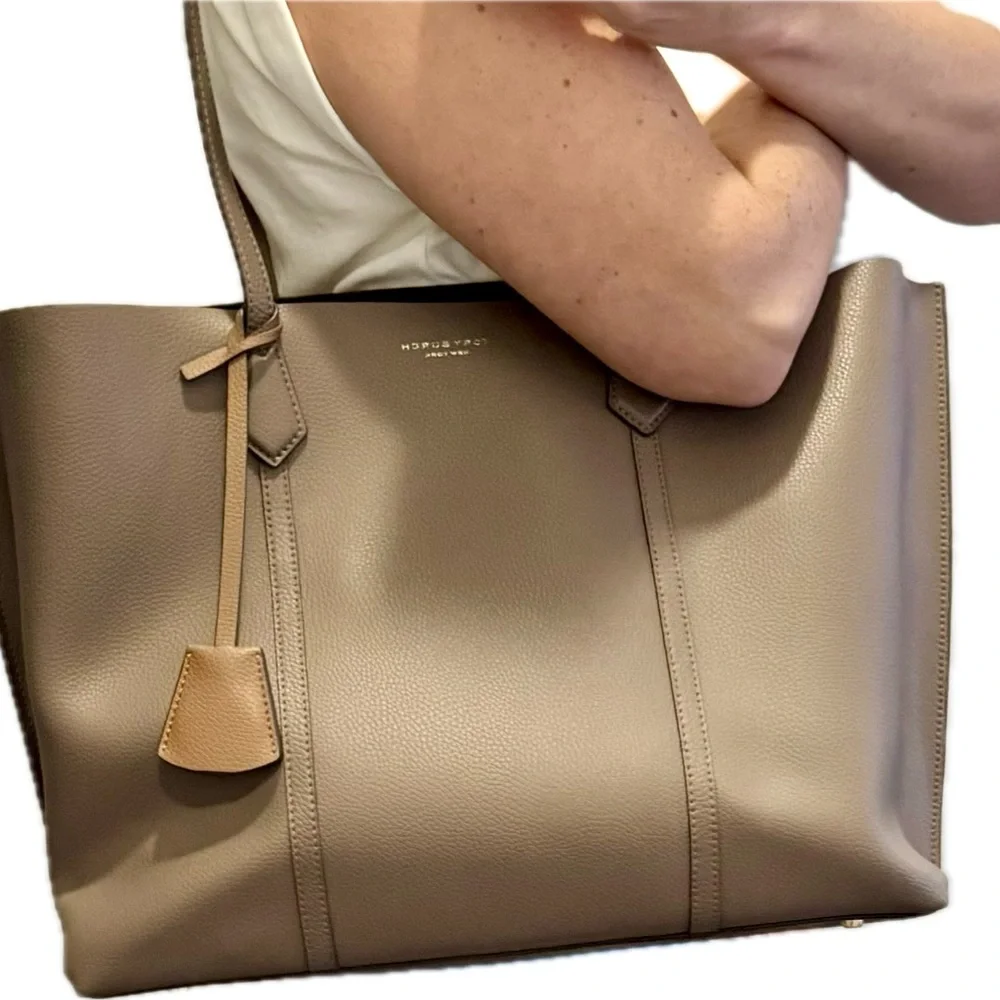 Tory Burch Taupe Leather Tote - Picture 3 of 6